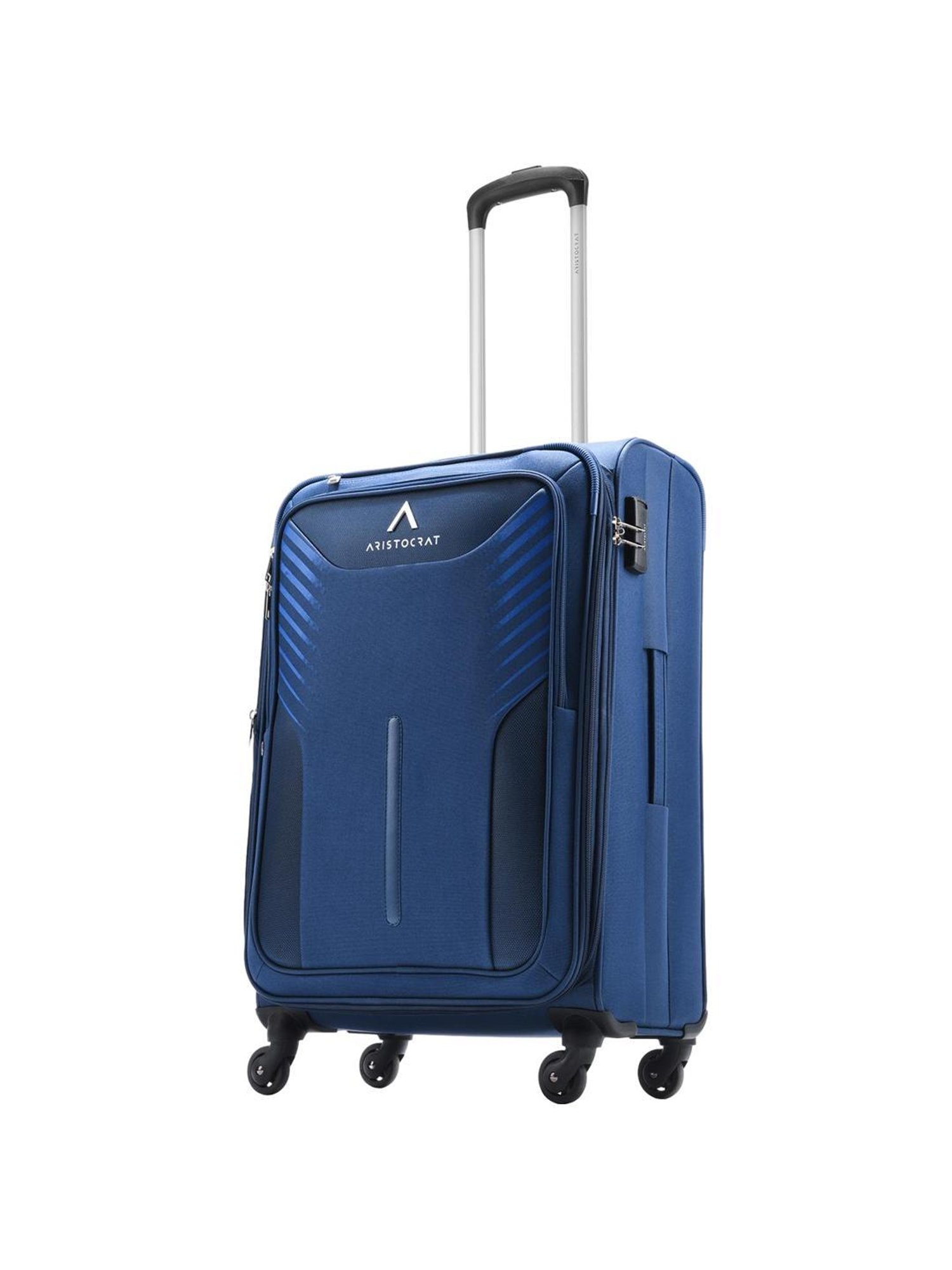 Aristocrat Dark Blue Solid Soft Medium Trolley Bag - 28 cm