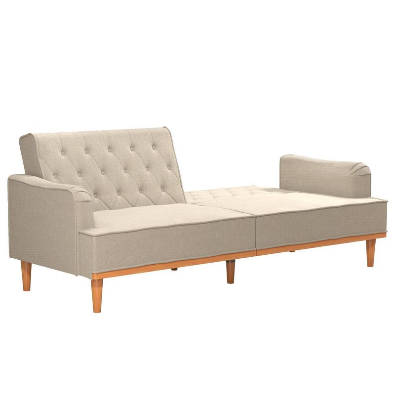Stella Vintage Convertible Sofa Bed Futon Tan Linen - Mr. Kate