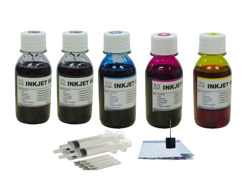 ND R@ Ink Refill Kit PG-245 CL-246 PG-245XL CL-246XL for PIXMA IP2820 MG2920 MG2922 MG2924 MX492 MG2420 MG2520 MG2920 MG2920 MG2922 MG2924 MX490 MX492 iP2820 Printer (5X100ml 2BK+CMY)