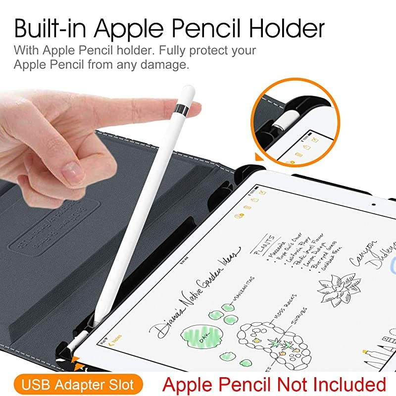 Rotating Case for New iPad 8th Gen 2020 7th Generation 2019 102 Inch Builtin Pencil Holder 360 Degree Rotating Smart Stand Cover with Auto SleepWake Composition Book Black