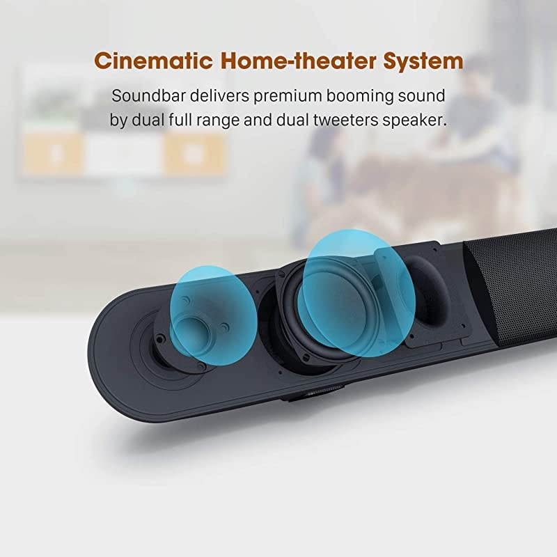 Sound Bar with Wired Subwoofer  28Inch 21 Channel 140 Watts Sound Bar with 65quot Wired Subwoofer Bluetooth 50 Dual Connection Way Bass Adjustable Wall Mountable DSP 2020 New Model