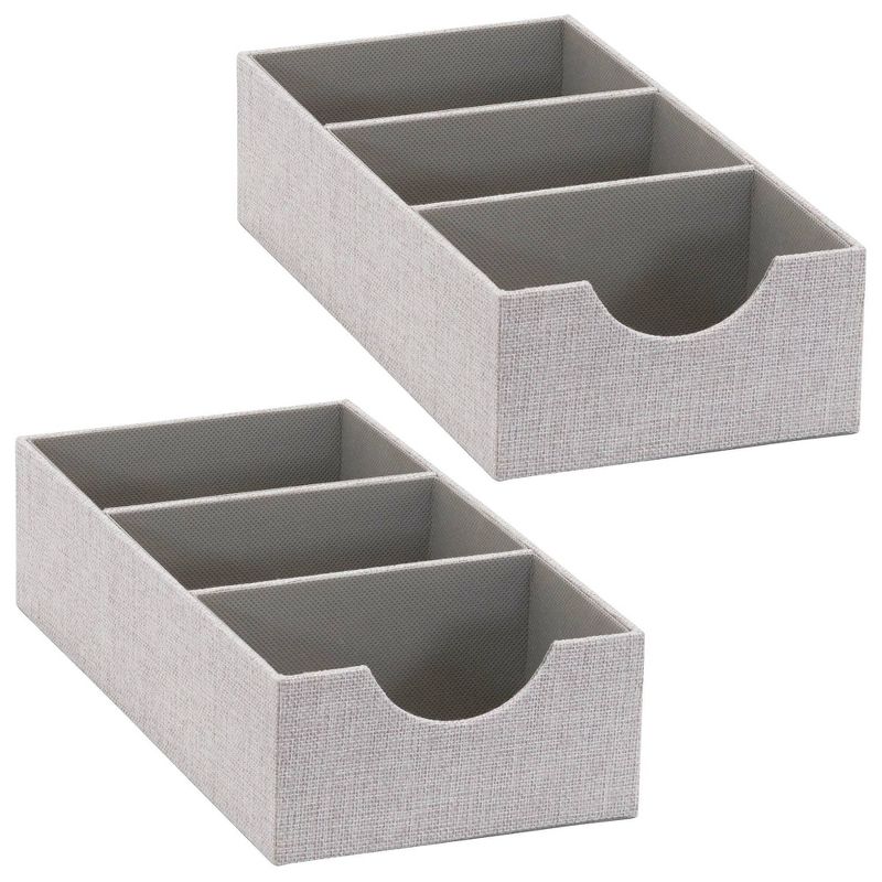 Household Essentials 3 Section Hard-Sided Drawer Organizer Silver