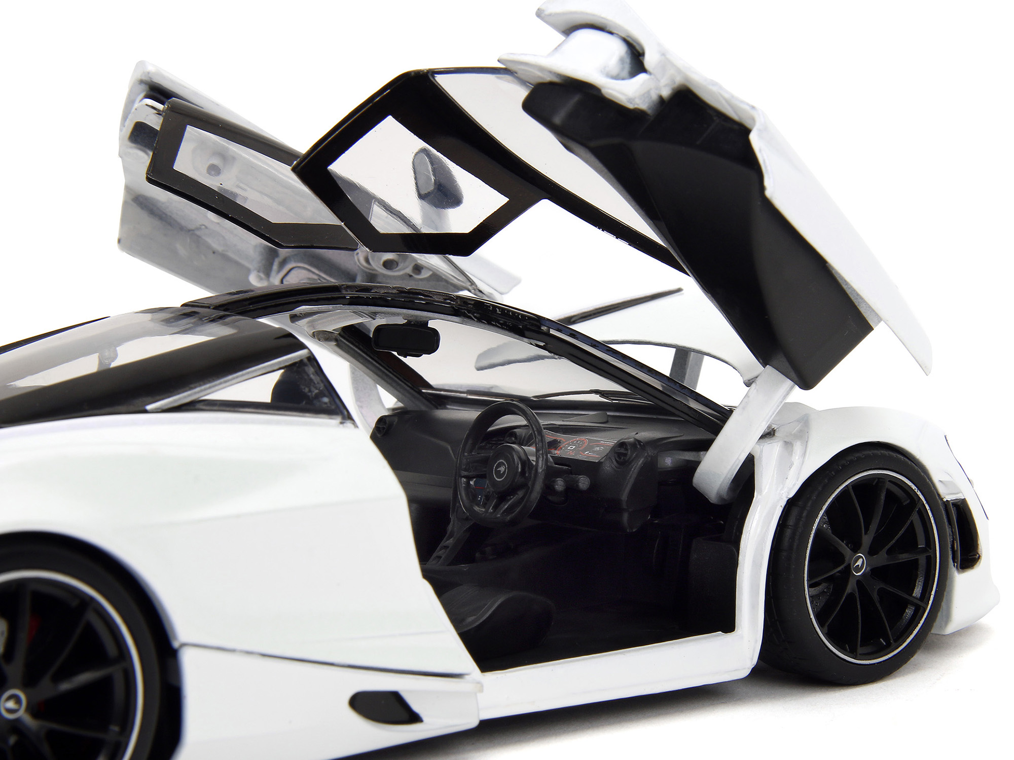 McLaren 720S White Metallic with Black Top "Pink Slips" Series 1/24 Diecast Model Car by Jada