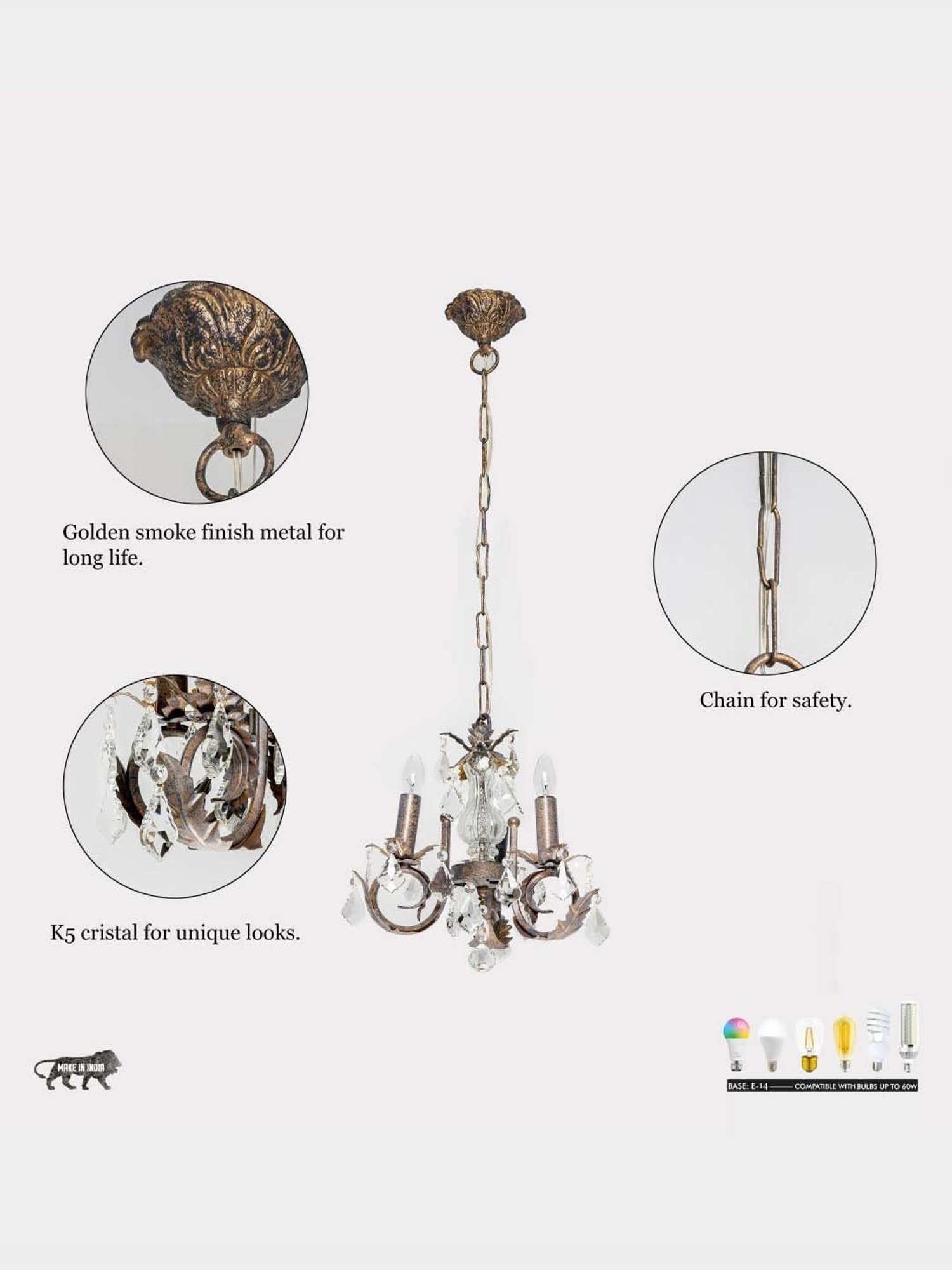 Kapoor Lamp Shades Antique Chrome Metal Medusa 5 Light Chandelier