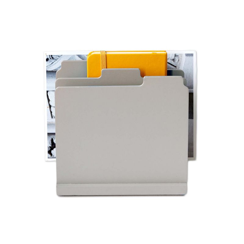 Design Ideas Tab Letter Holder - Letter and Document Organizer - Fog Grey, 5.9" x 4.5" x 5.6"