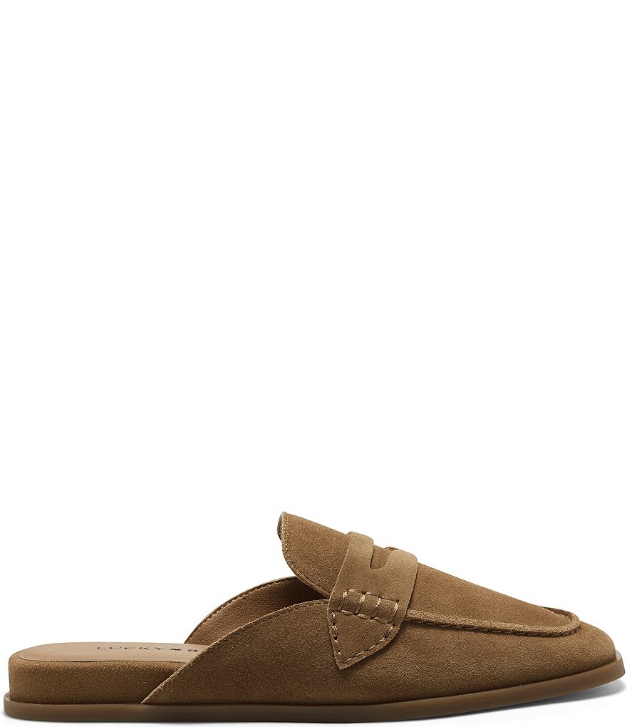 Lucky Brand Patsie Suede Penny Wedge Mules