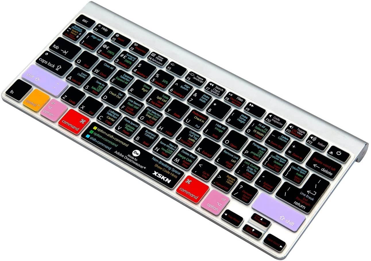 XSKN MacBook Shortcuts Design Series Adobe Hotkey MacBook Hot Keys Silicone Laptop Keyboard Skin Cover for MacBook 13" MacBook 13" 15" 17", US&European Layout (Dreamweaver)