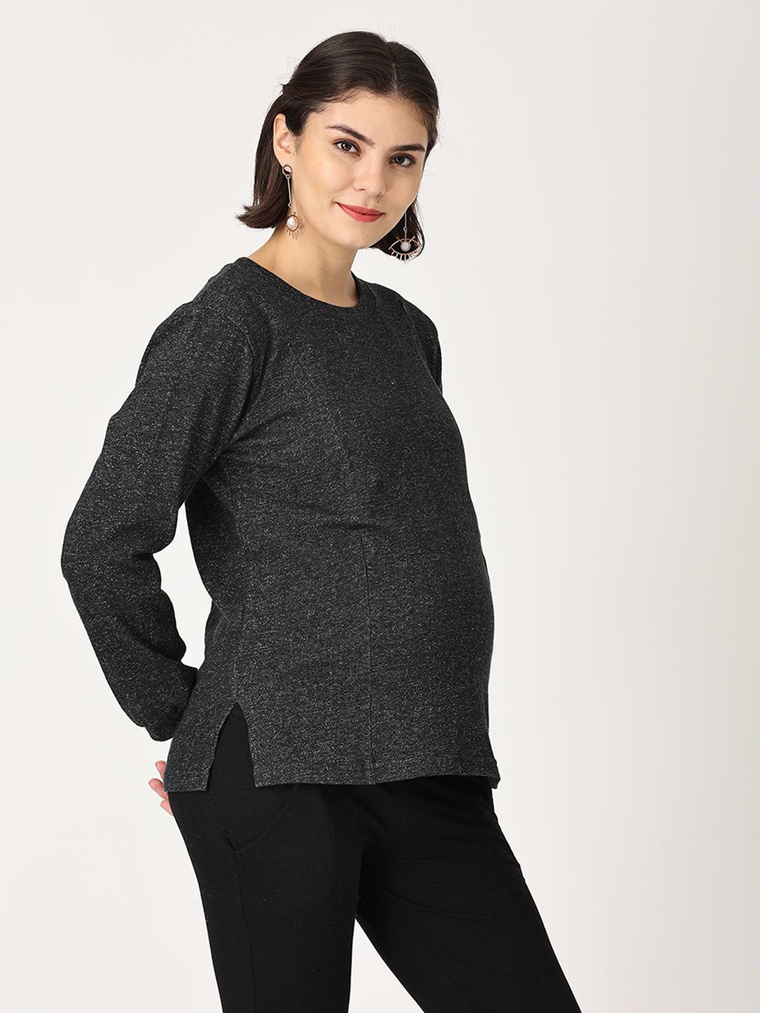 The Mom Store Black Maternity Pullover With Leggings