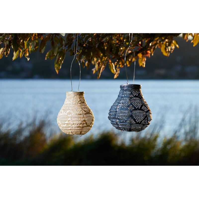 Allsop 8" x 6.5" Soji Stella Bulb Solar Outdoor Lantern Pearl