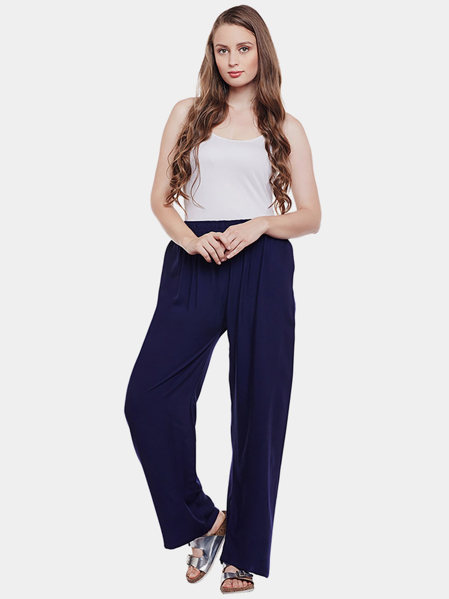 Castle Navy Straight Fit Palazzos