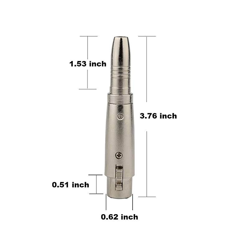 XLR 3pin Female to 14 inch 635mm Female Socket Audio Adapter Gender Changer Connector Silver 1 Pack