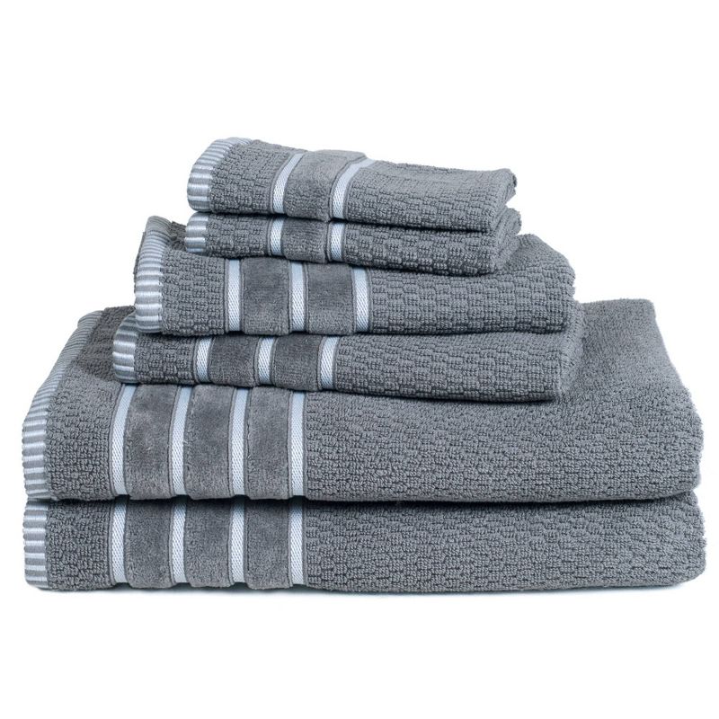 7pc Chevron Bath Towels and Mat Set Silver - Yorkshire Home