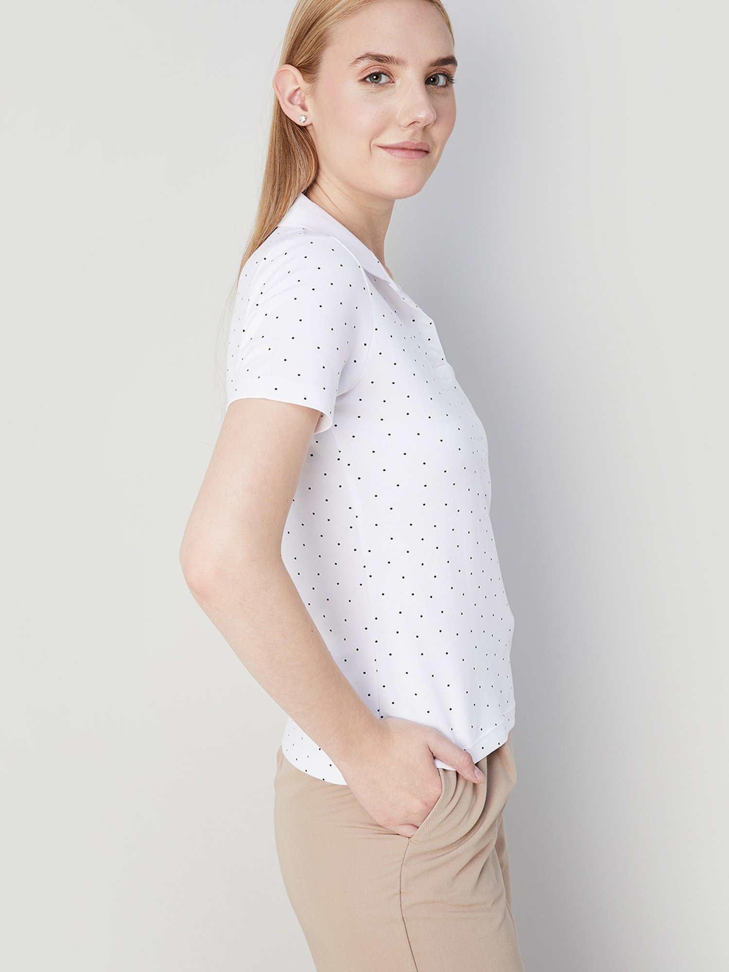 Code by Lifestyle Off White Printed Polo T-Shirt