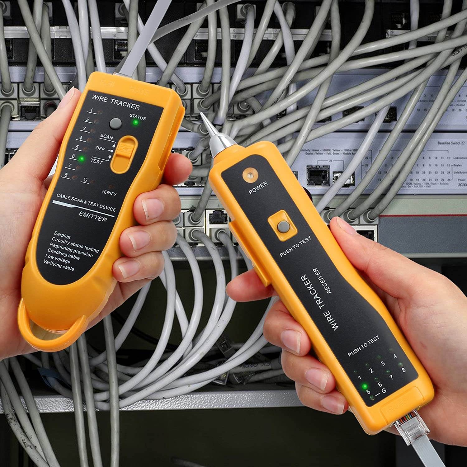 Wire Tracker, Multifunctional RJ11 RJ45 Cable Tester Line Finder with NCV Probe for Wire Tracer Toner Ethernet LAN Network Cable Collation, Telephone Line Tester &Continuity Checking,  CT03