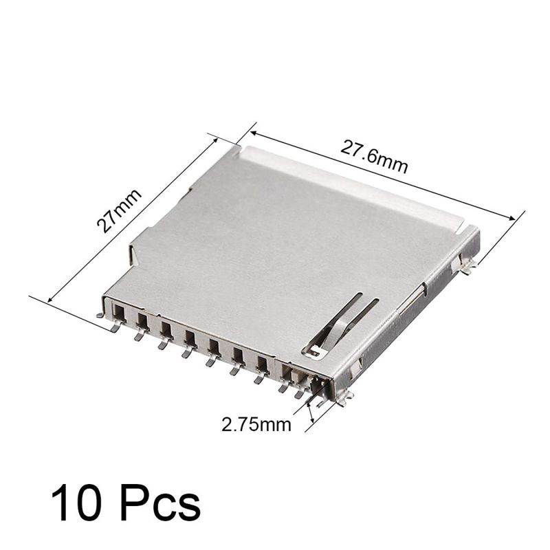 uxcell SD Memory Card Socket Long Body 11 Pin PCB Mount Connector 10pcs