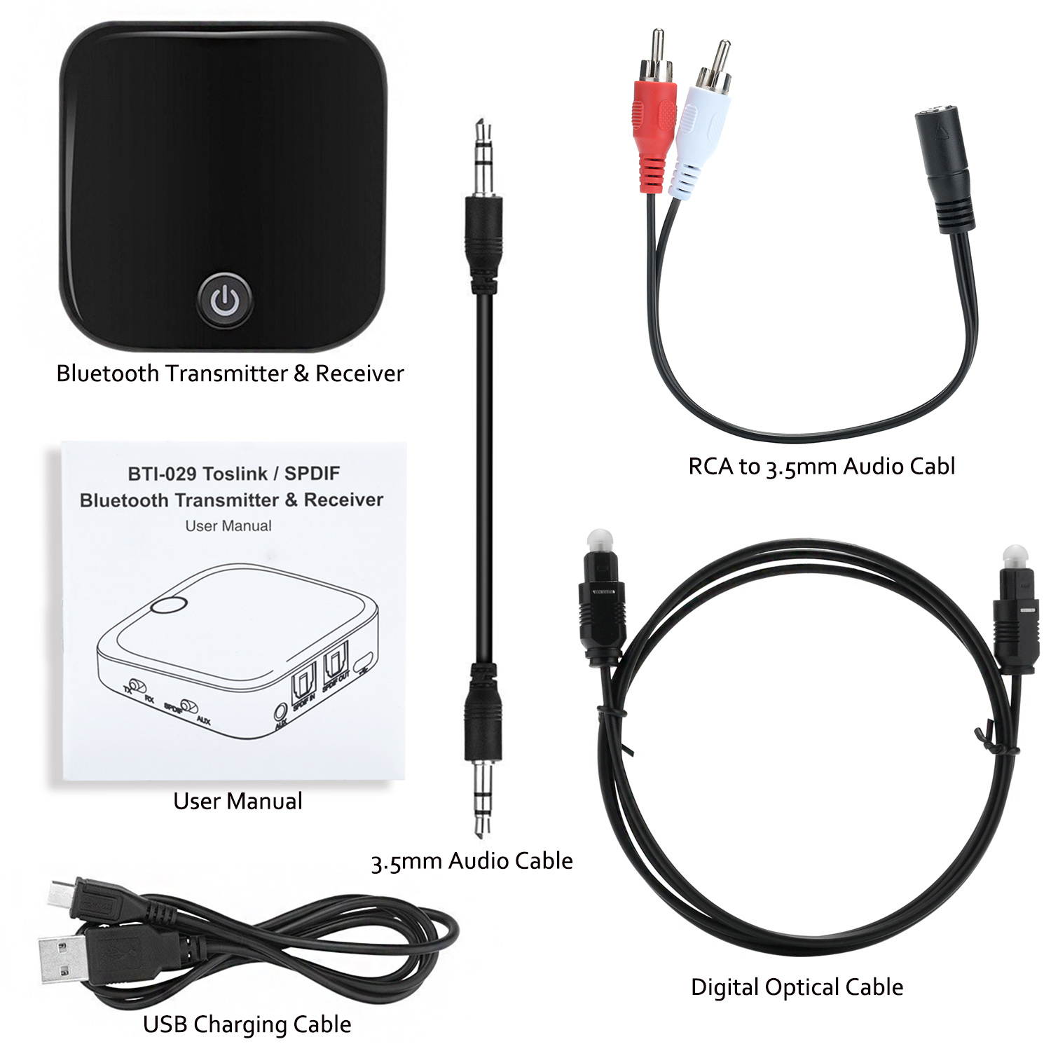 AGPtek 2-in-1 Bluetooth 4.1 Transmitter & Receiver with Digital Optical TOSLINK & Wireless 3.5mm Bluetooth Audio Adapter for TV/Home Stereo System