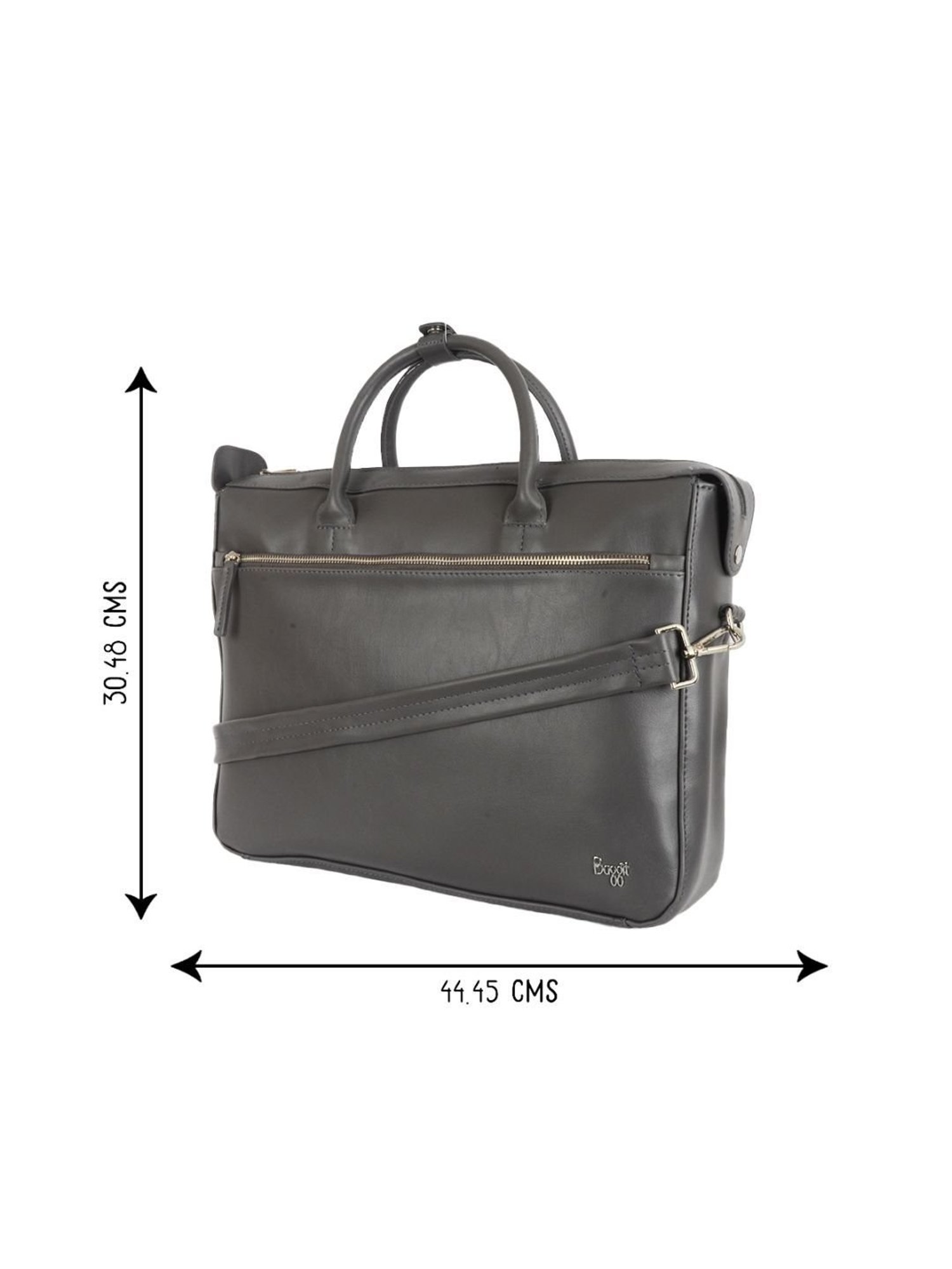 Baggit Algor Grey PU Solid Laptop Messenger Bag