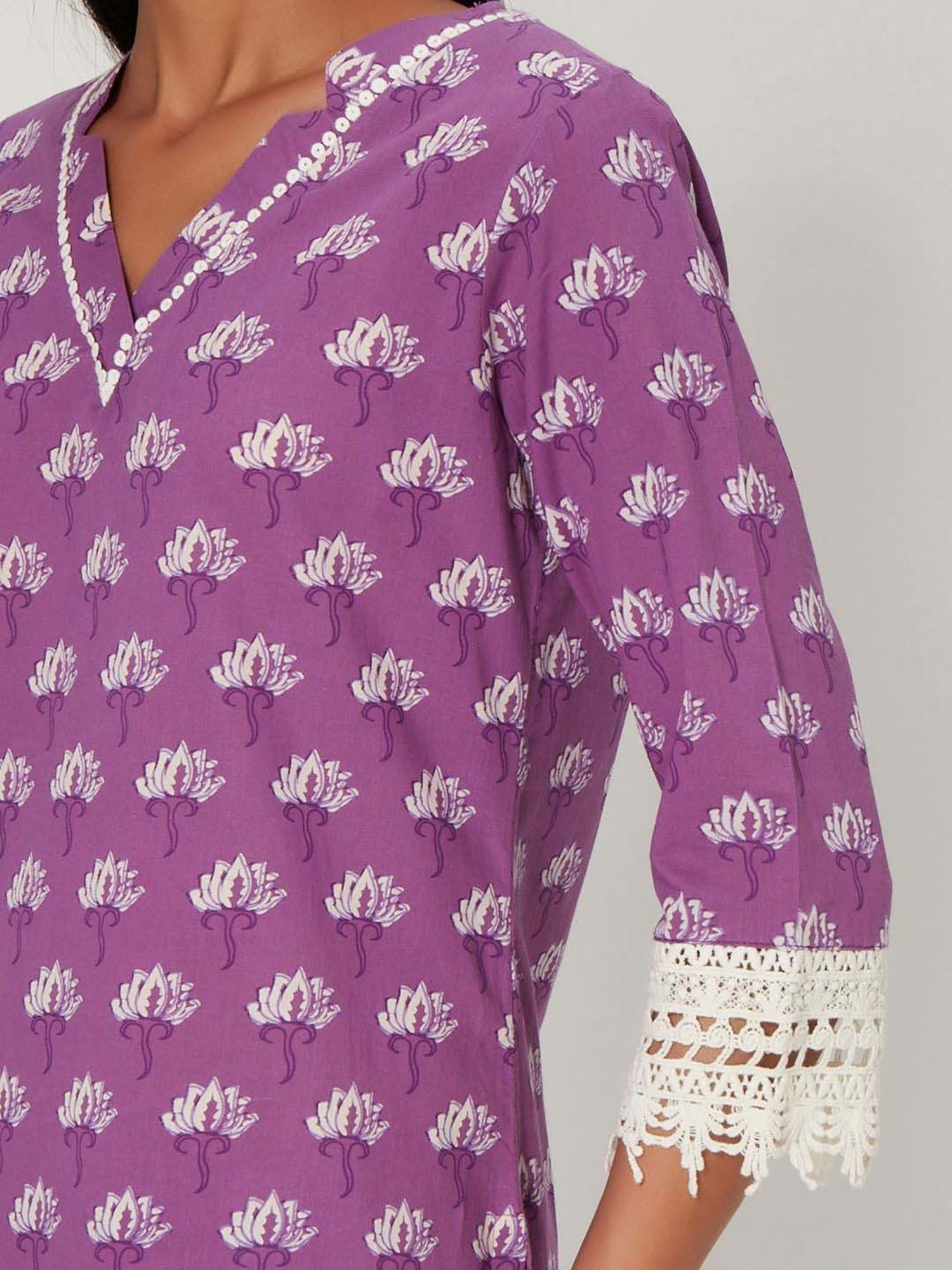 Fusion Beats Light Grey Embroidered A Line Kurta