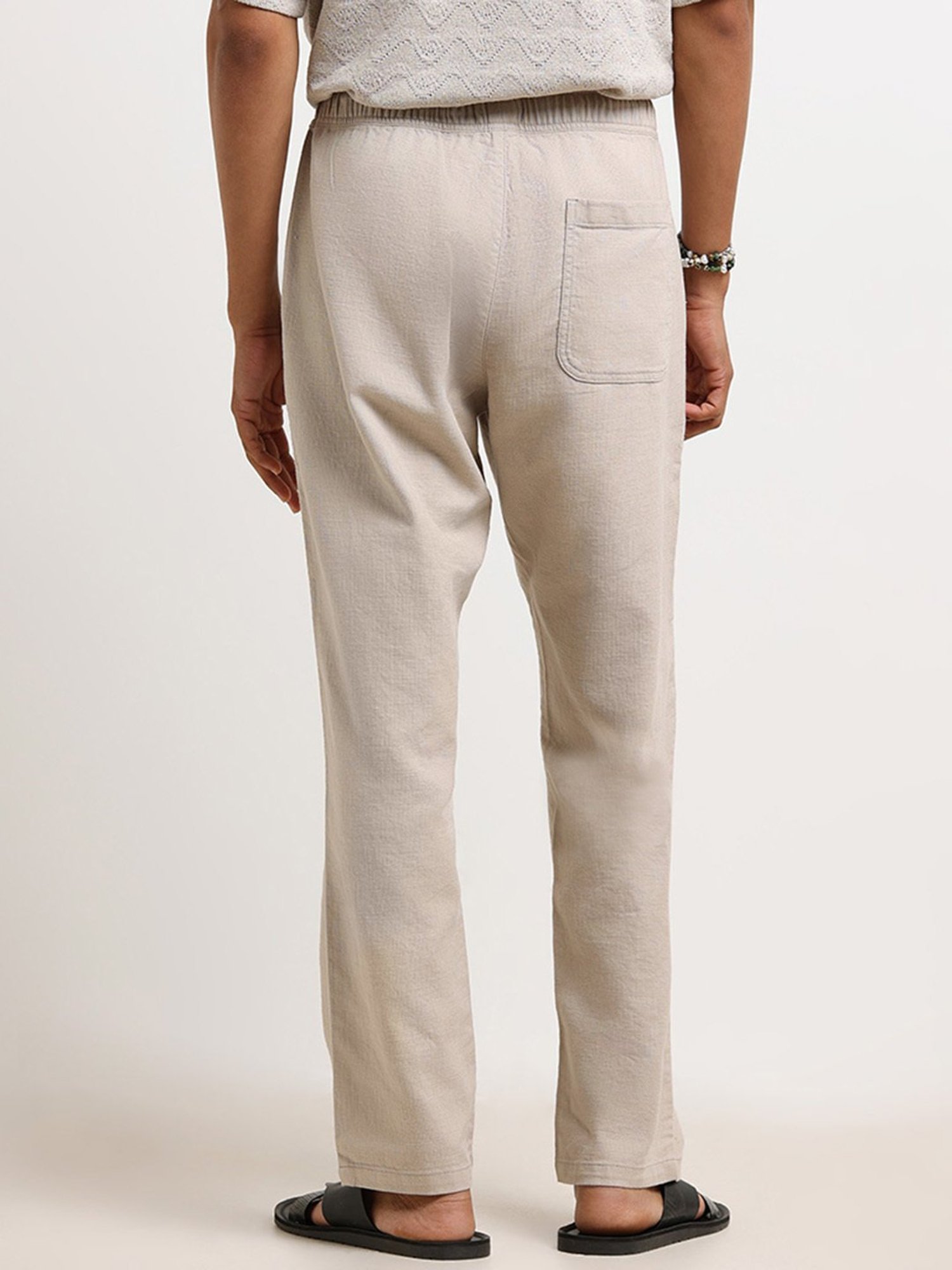 ETA by Westside Beige Mid-Rise Relaxed Fit Chinos