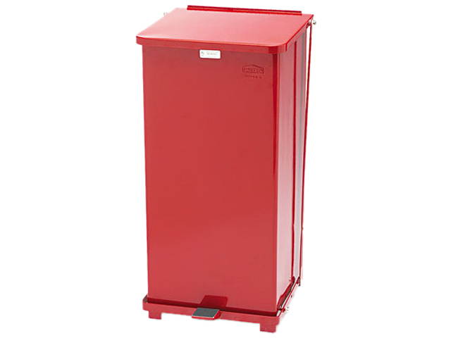 Rubbermaid Commercial ST24EPLRD Defenders Biohazard Step Can, Square, Steel, 24 gal, Red
