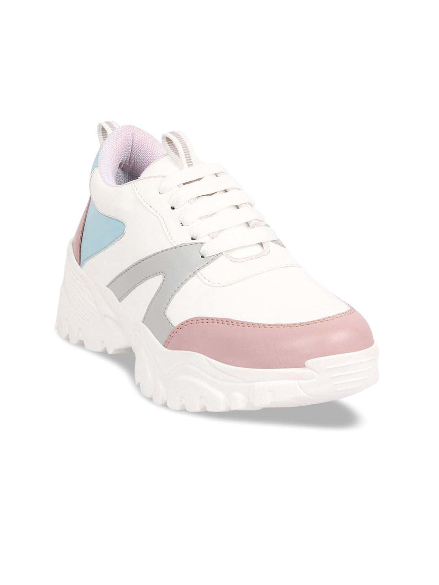 Shoetopia Kids White & Pink Walking Shoes