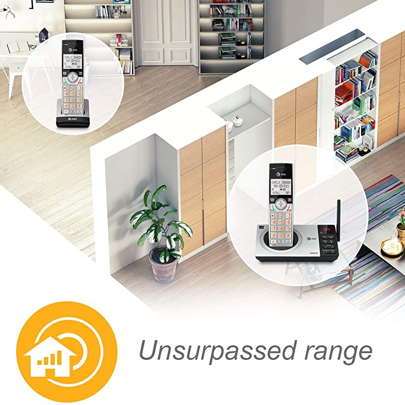 DECT 60 Expandable Cordless Phone with Answering System SilverBlack with 2 Handset