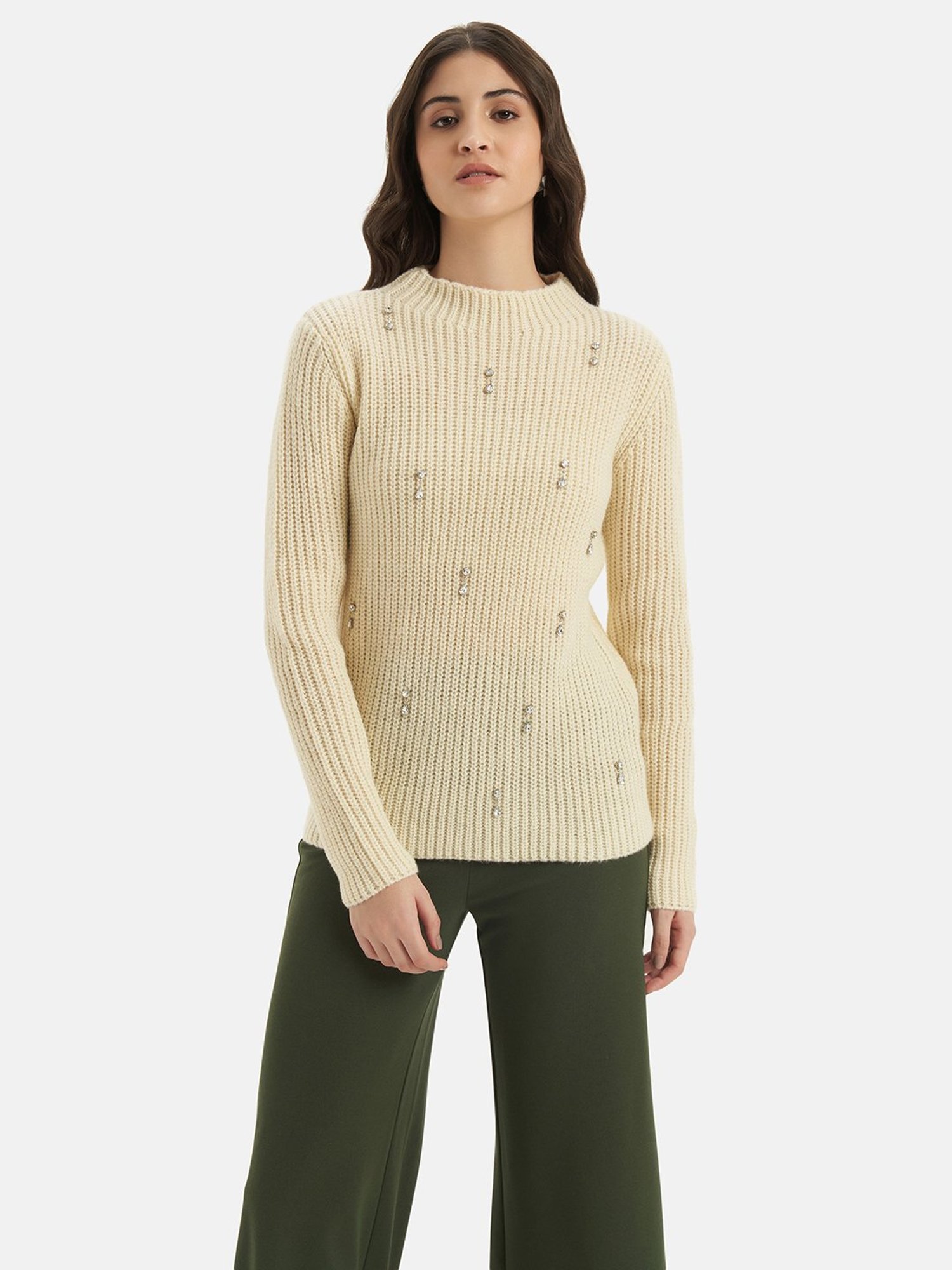 Kazo Off White Embellished Pullover