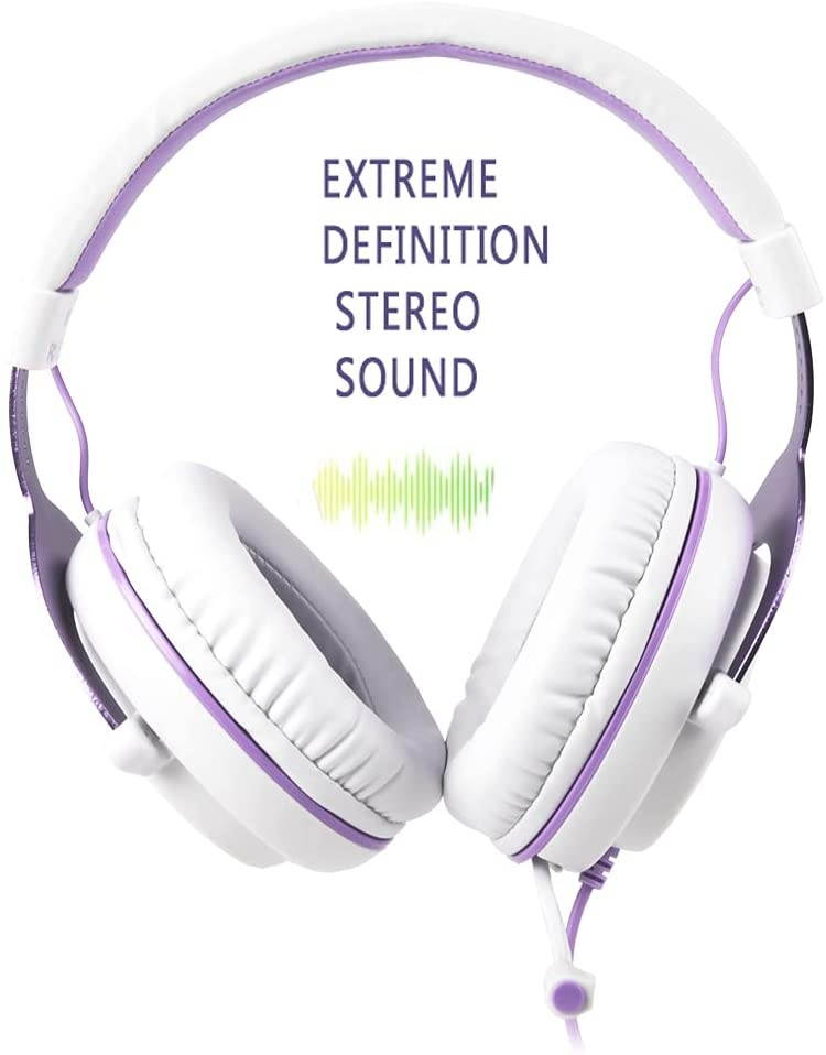 SUPSOO Stereo Gaming Headphones for PS4, PC, Xbox One Controller, Noise Cancelling Over Ear Headphones with Mic, Bass Surround, Soft Memory Earmuffs for Laptop Mac Nintendo Switch Games (L19-purple)