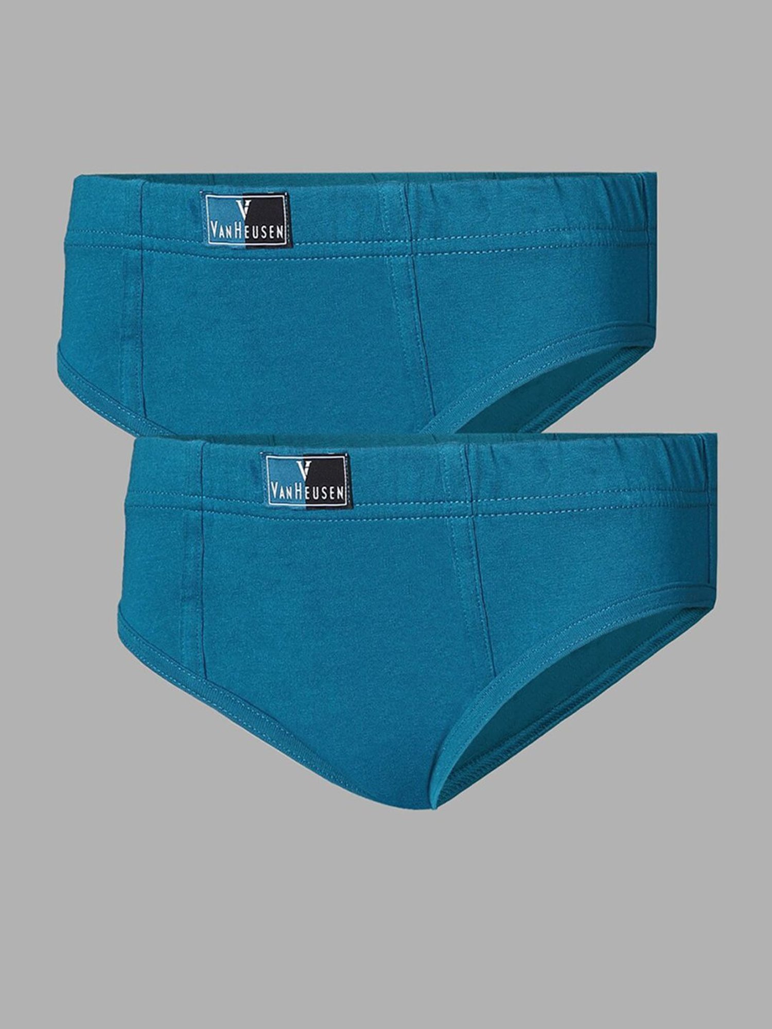 Van Heusen Regular Fit Anti Bacterial Colour Fresh Solid Briefs - Pack of 2 - Deep Lagoon
