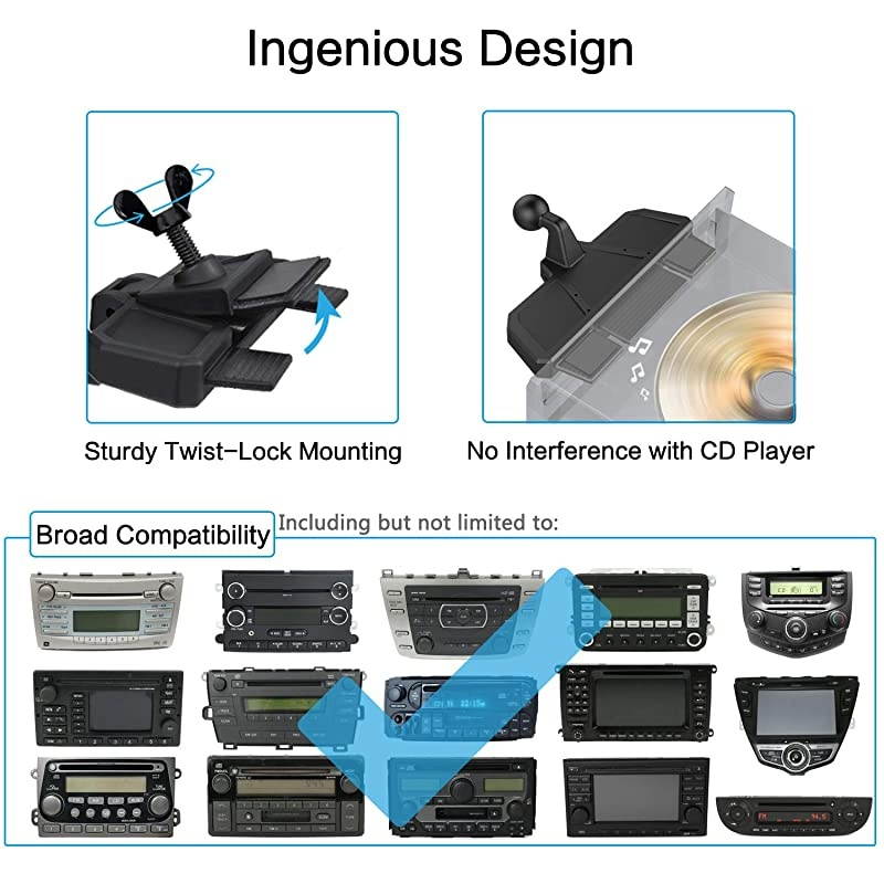 CD GPS Mount Car Holder for Garmin Nuvi Dezl Drivesmart DriveLuxe Series 3.5-7 inch GPS, Satnav CD Slot Dash Mounts, Sat Nav CD Player Holder, CD Tray GPS Mount