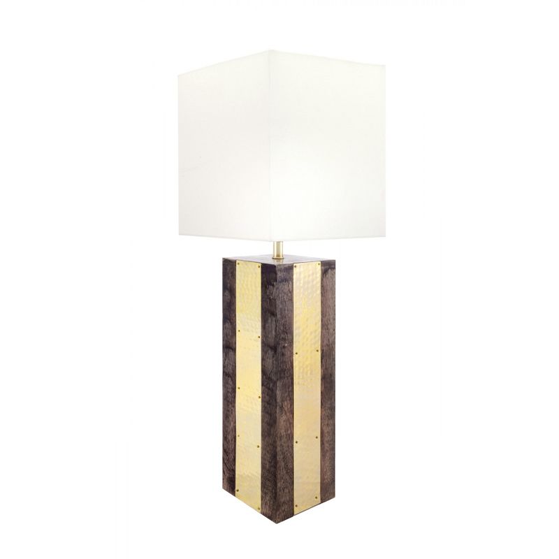 nuLOOM Chandler 25" Wood & Brass Table Lamp Lighting - Gold 25" H x 9" W x 9" D