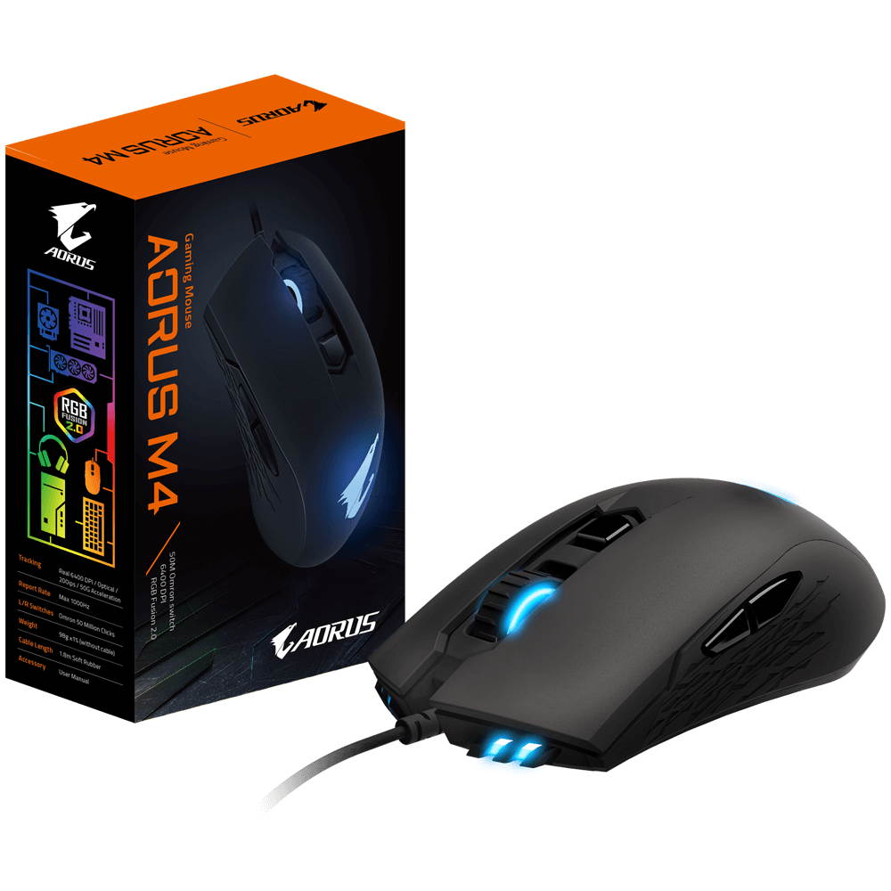 GIGABYTE AORUS RGB 16000 dpi Optical Sensor Fully Programmable and Saved Onboard 16.7M Customizable Lighting Gaming Mouse - GM-AORUS M5
