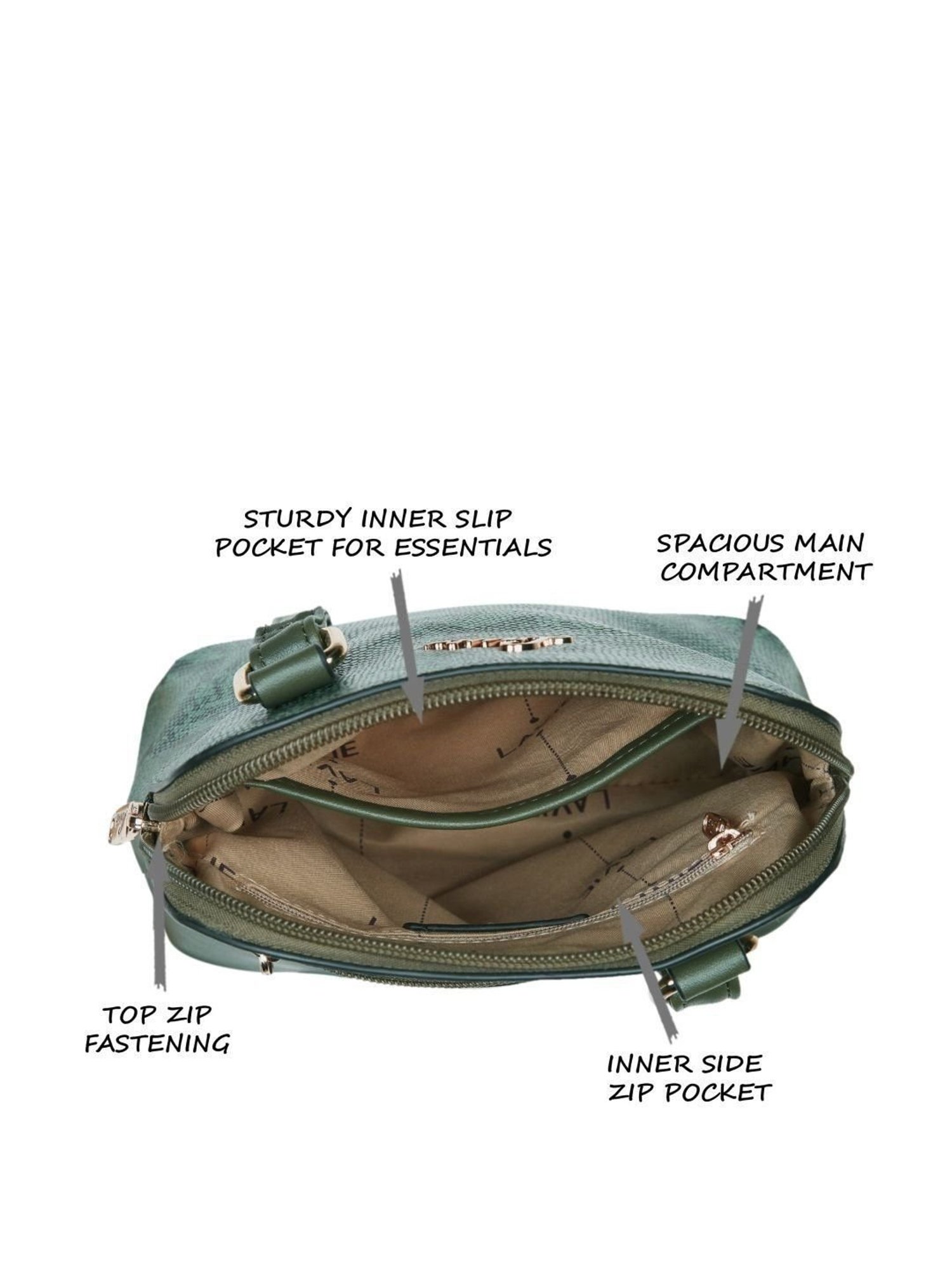 Lavie Green Textured Medium Sling Handbag