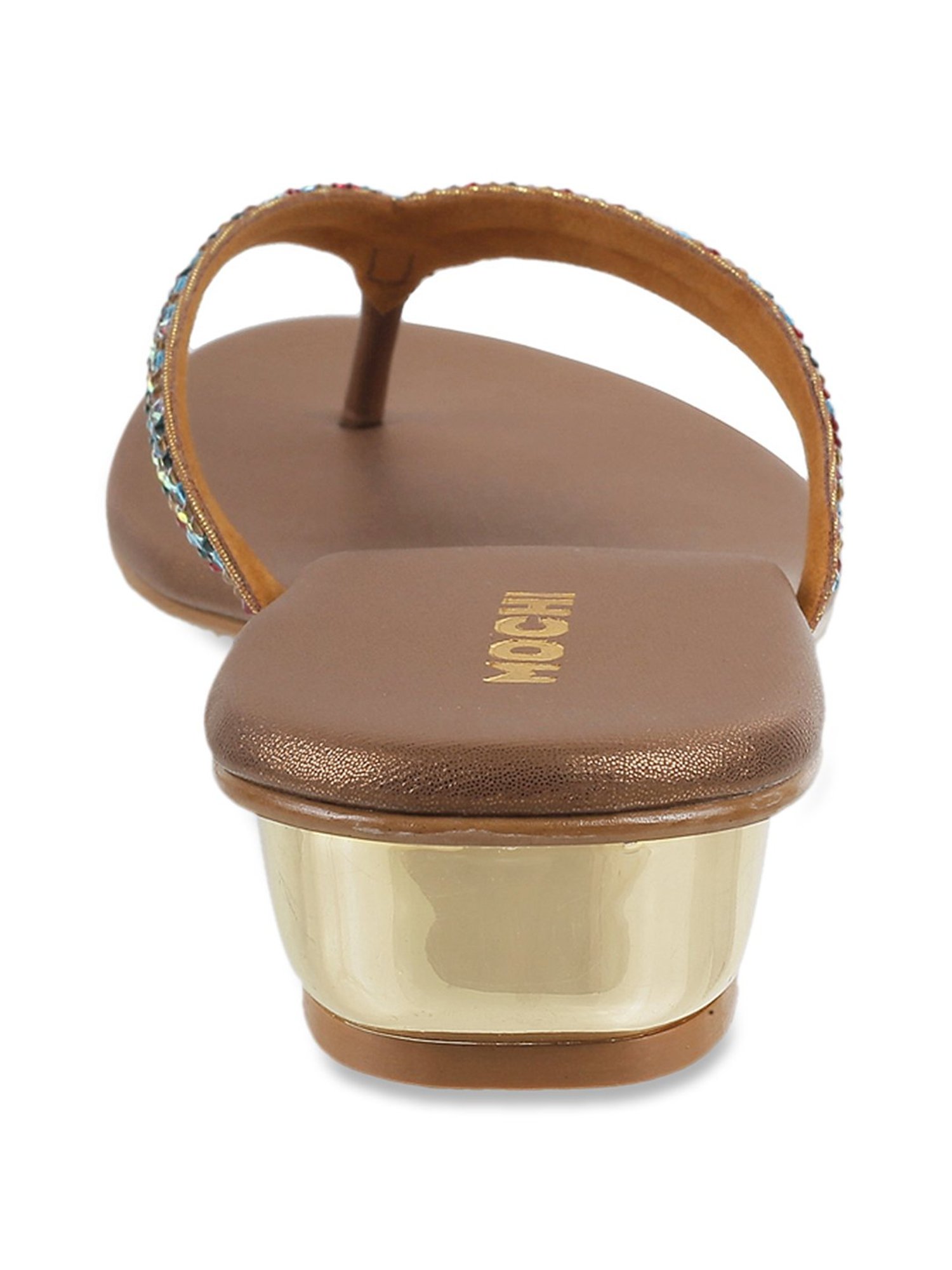 Mochi Women's Antique Gold Thong Sandals