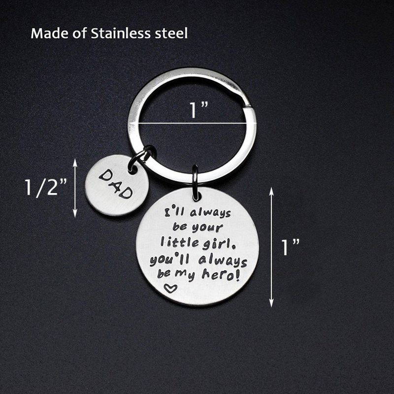 XYBAGS Keychain Gifts for Dad Father, Father's Day Gift Idea from Wife Daughter Son Kids, I'll Always Be Your Little Girl