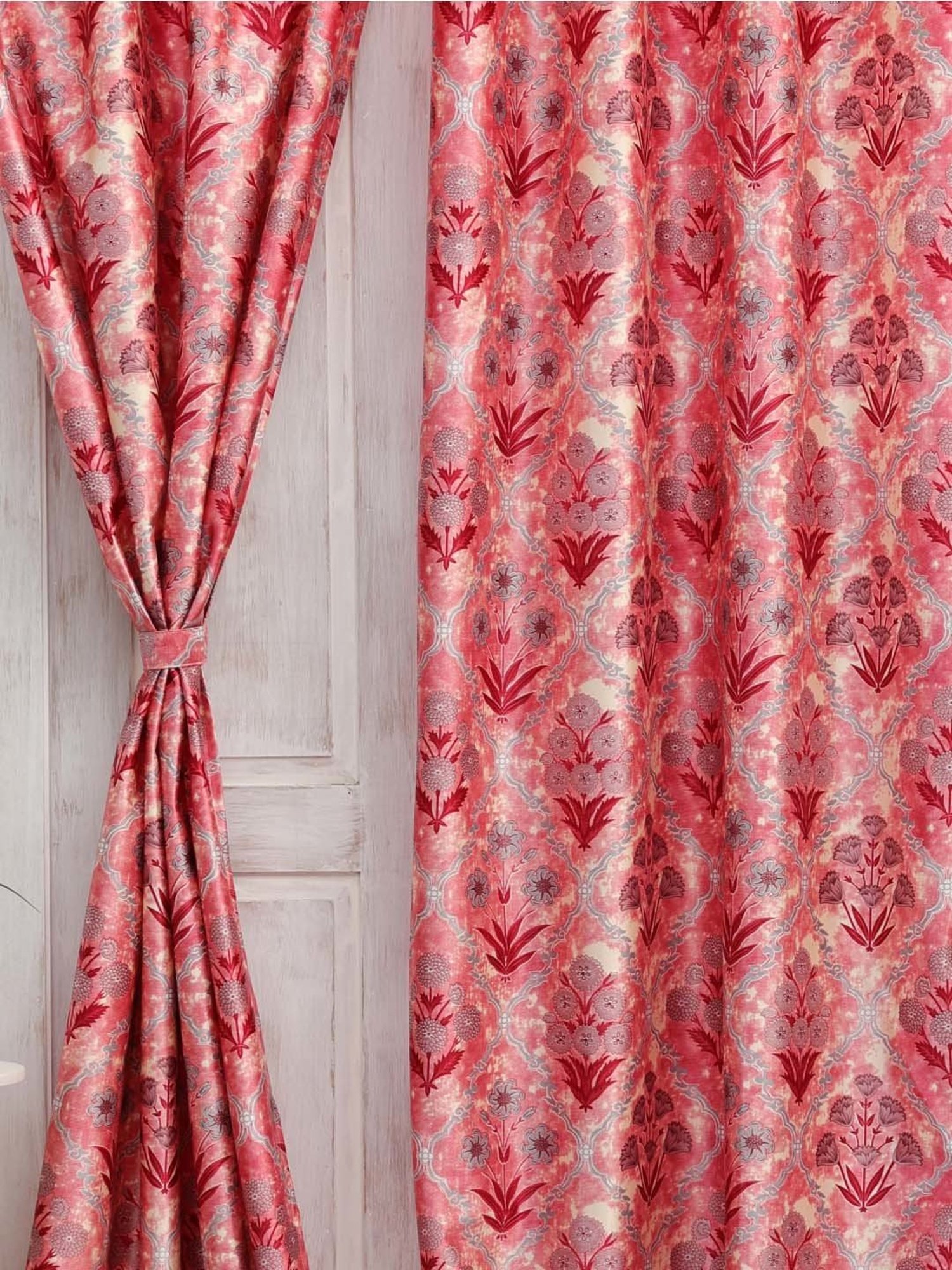 Ariana New Chia Red Polyester 5ft Window Eyelet Curtain