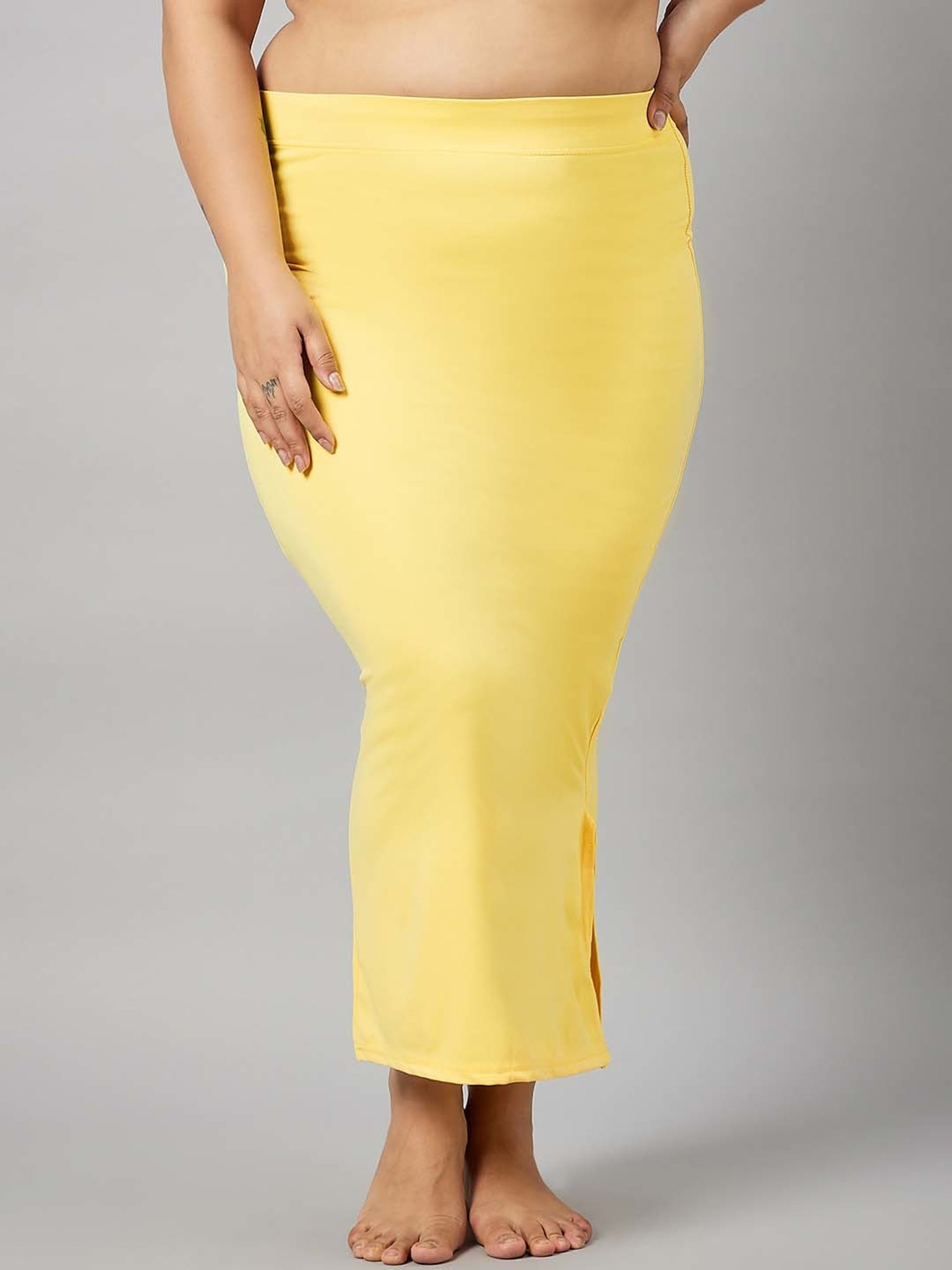 Secrets By ZeroKaata Black & Yellow Plain Saree Shapewear - Pack Of 2