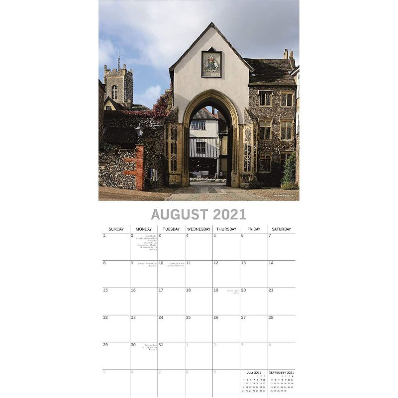 2021 Wall Calendar - Norwich, 12 x 12 Inch Monthly View, 16-Month, Scenic Britain Theme, Includes 180 Reminder Stickers