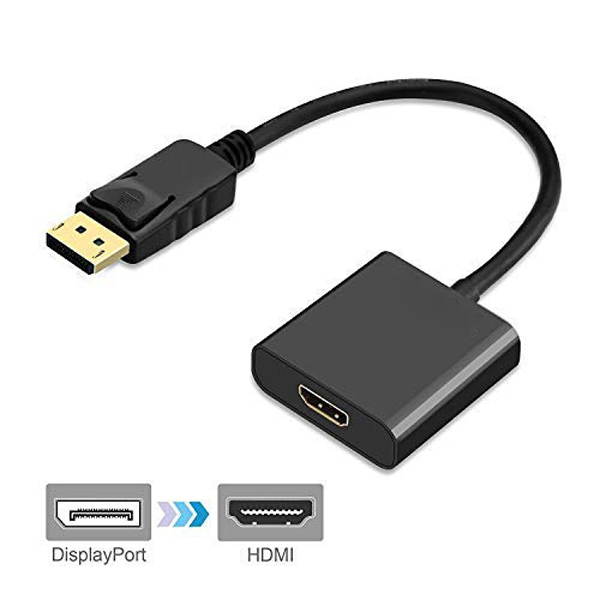 Wanmingtek DisplayPort to HDMI Adapter 1080P@60Hz, Gold Plated Connectors, Male to Female, DP to HDMI Video Converter for Laptop Desktop for Dell Lenovo HP Laptop to Monitor HDTV Projector - Black