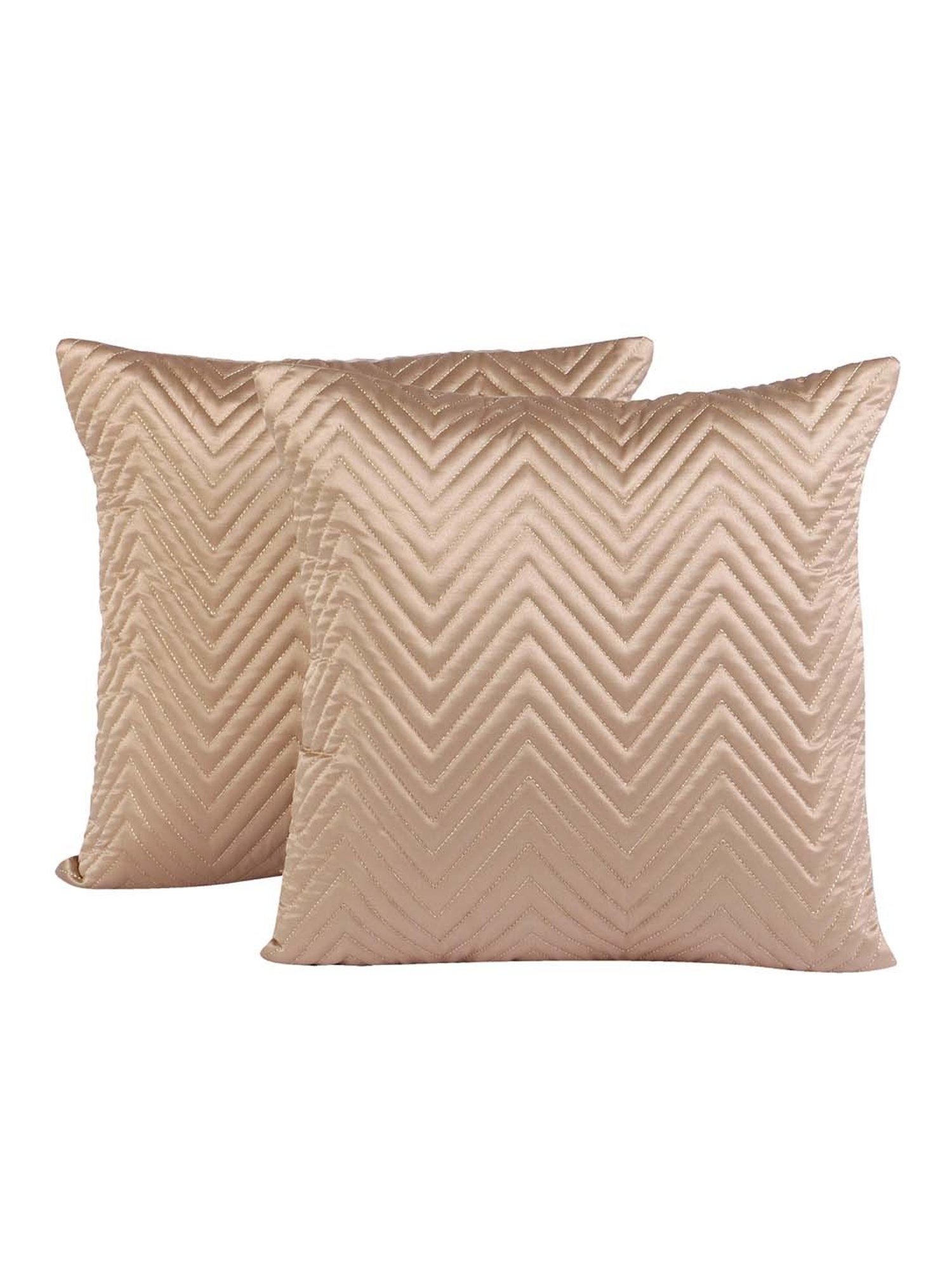 MFD HOME Furnishing Beige Satin Cushion Cover - Set of 2