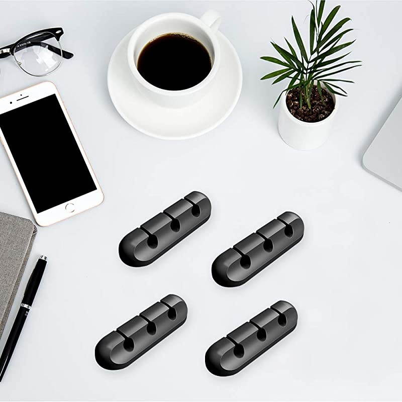 4 Packs Cable Clips  Adhesive Desk Cable Management Cord Organizer Wire Holders Suitable for Home and Office Power Cords Charging Cables Mouse Cable etc 3333 Combination