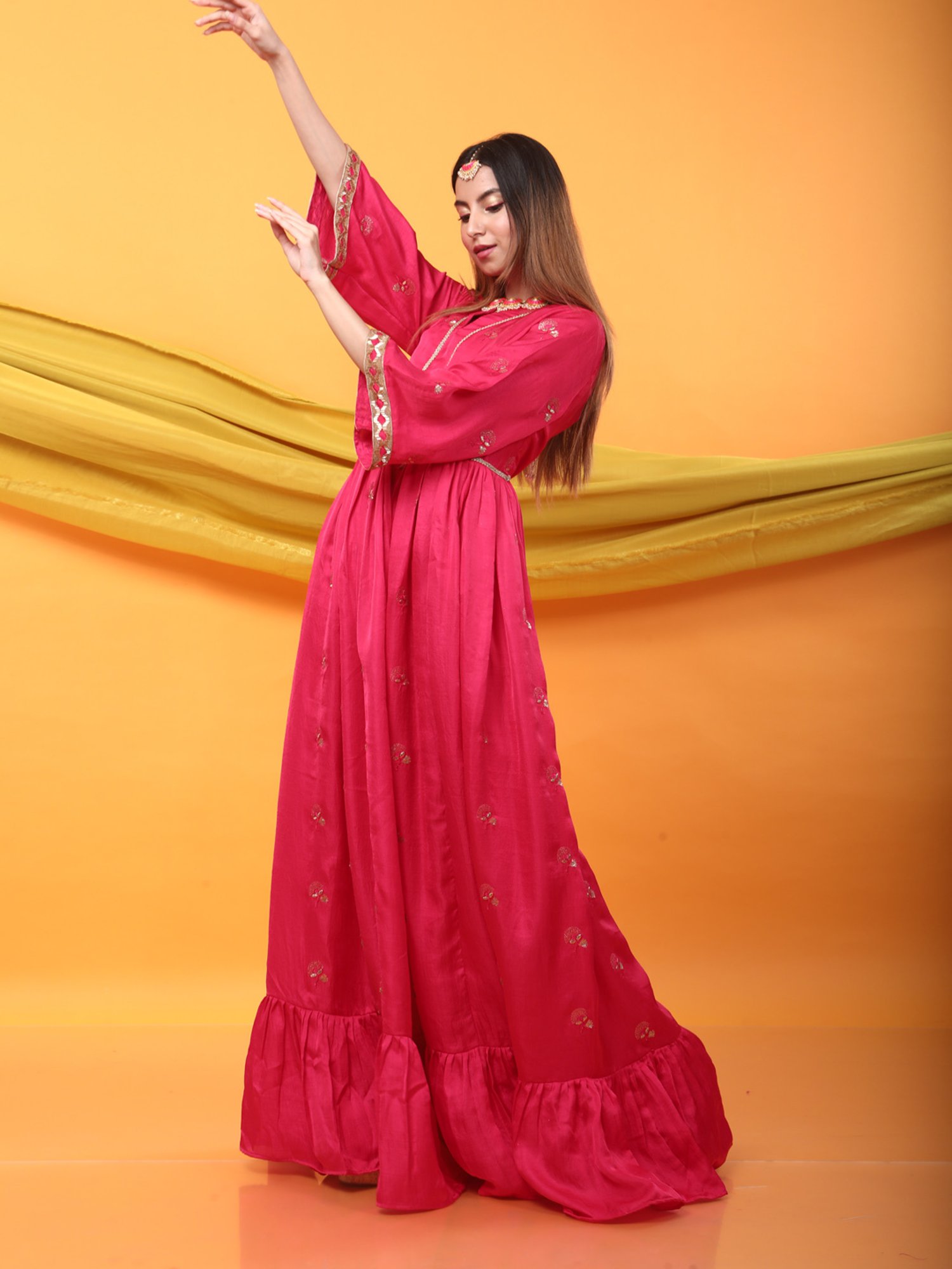 Monk & Mei Zunera Kurta-Fuchsia Pink