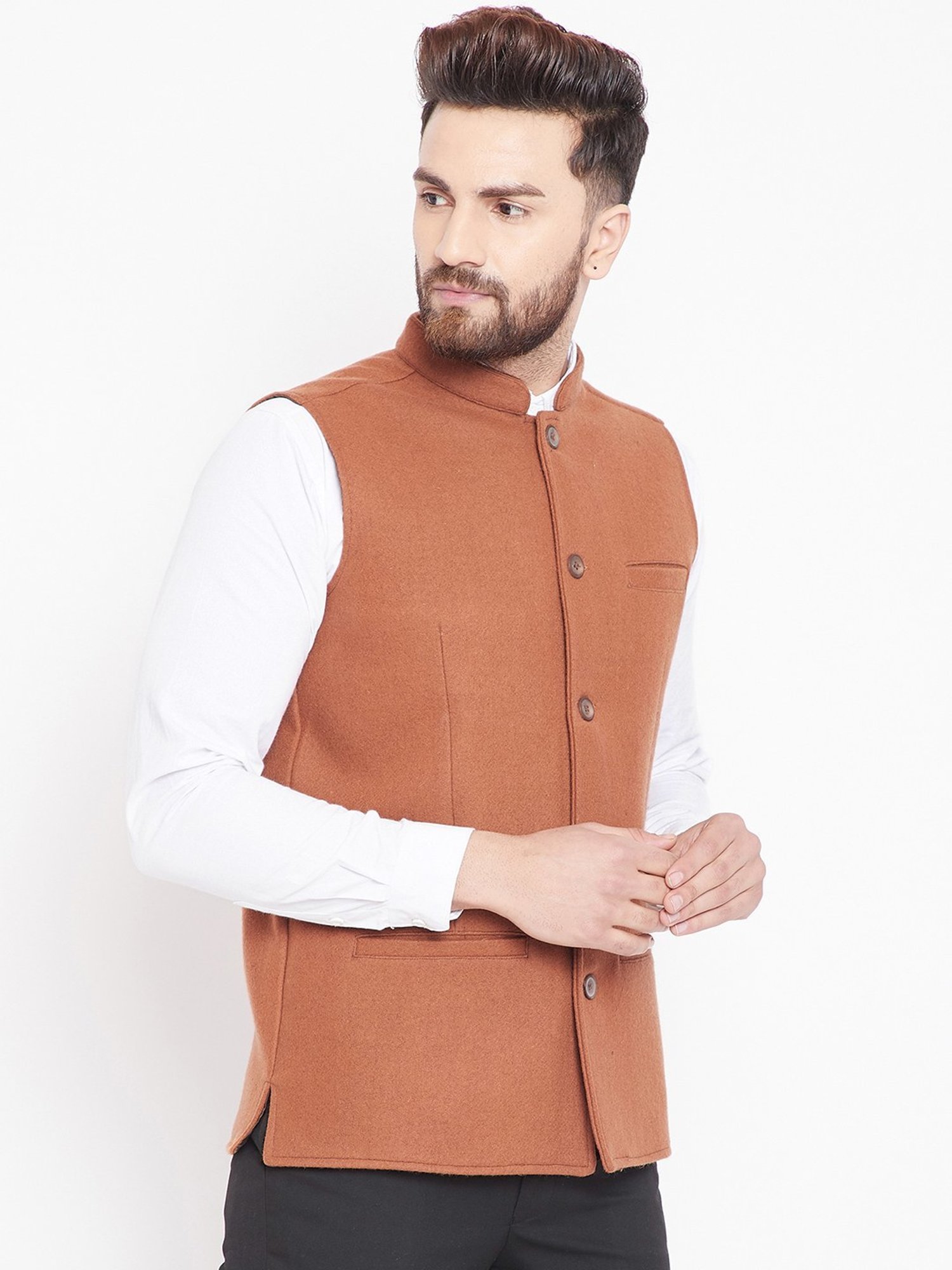 Even Brown Regular Fit Nehru Jacket