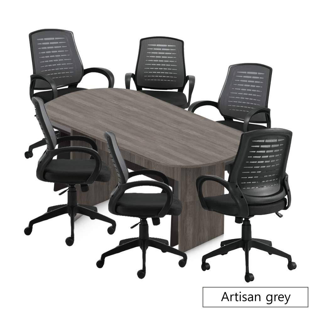 GOF 8FT Conference Table (Artisan Grey) Set with Multifunctional Ergonomic Conference Task Chair (6XG10902B)