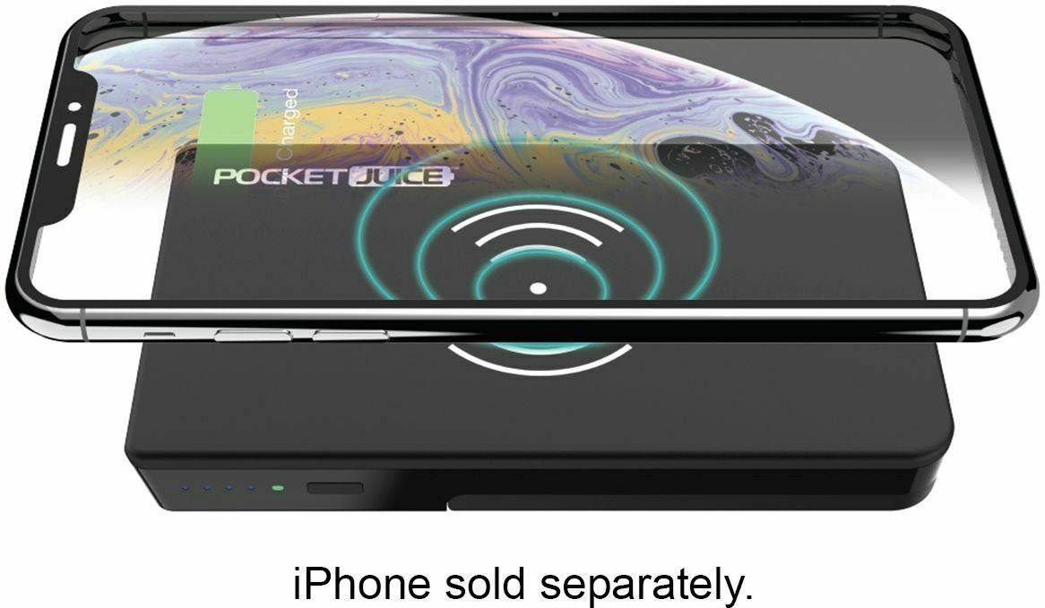 PocketJuice Wireless Air 10,000 mAh Portable Charger for Most USB Enabled Devices - Black