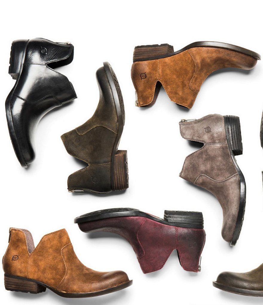 Born Kerri Leather Ankle Block Heel Booties