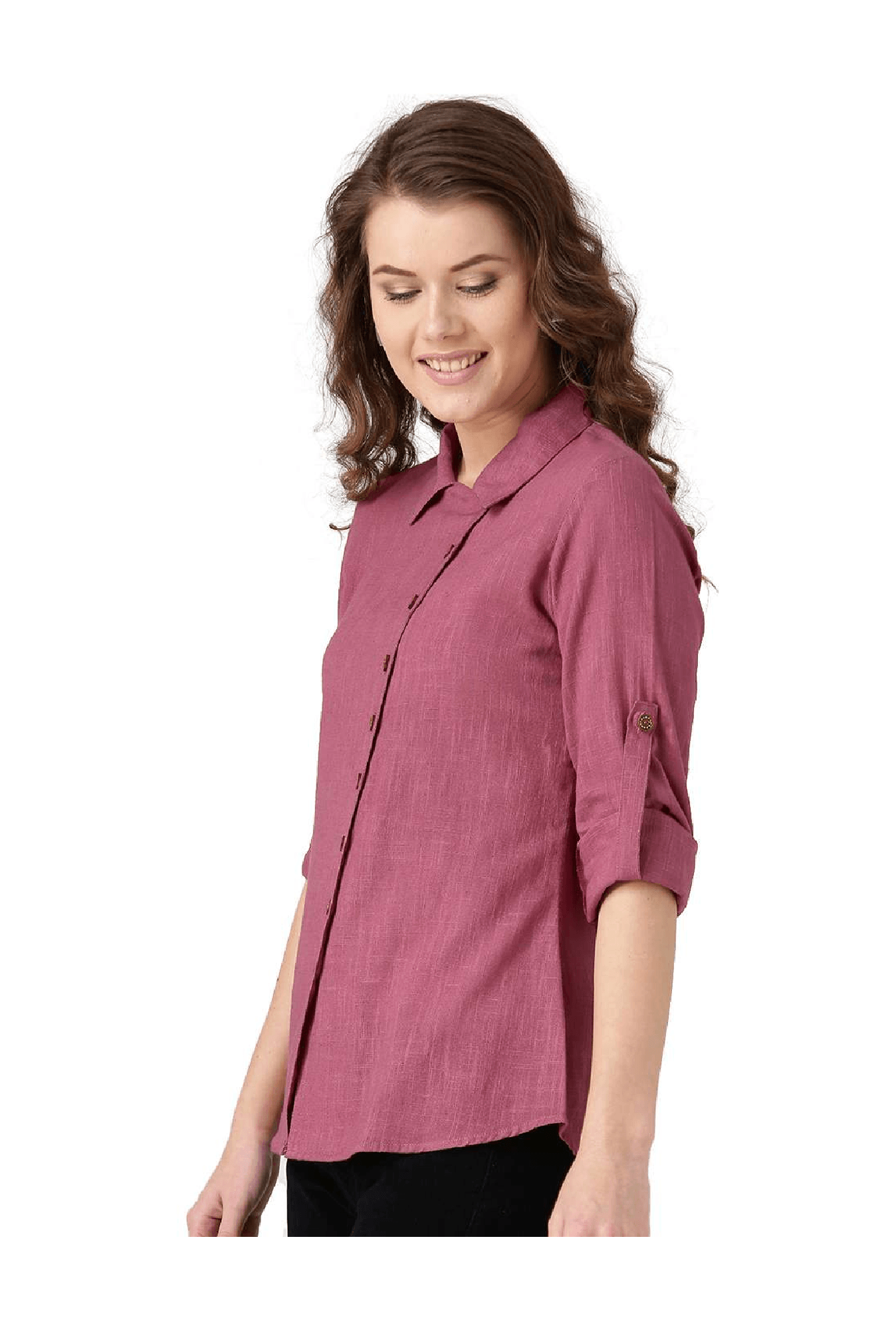 Jaipur Kurti Pink Textured Shirt