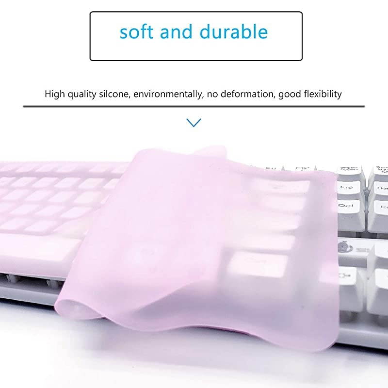 x 5.51" Universal Keyboard Cover Skin Design for Standard Size PC Computer Desktop Keyboards, Clear Waterproof Anti-Dust Silicone-Pink