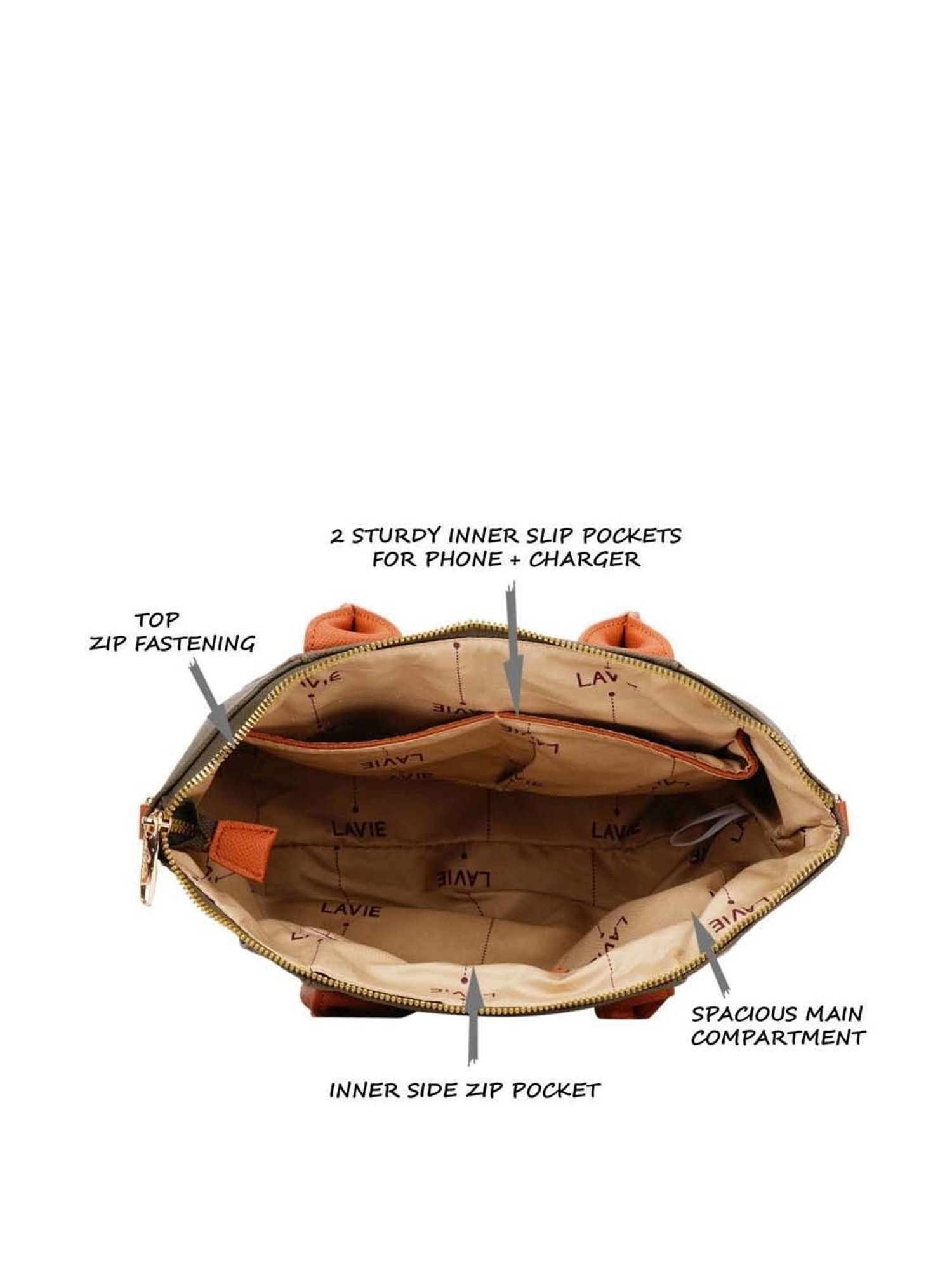 Lavie Olive Solid Large Handbag