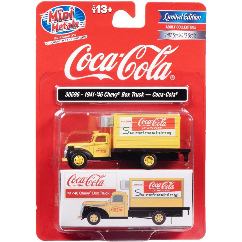 1941-1946 Chevrolet Box Truck Yellow "Coca-Cola" 1/87 (HO) Scale Model by Classic Metal Works